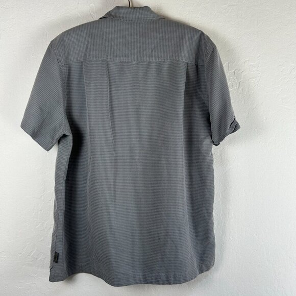 Royal Robbins Mens Standard Fit Gray Gingham Button Up Shirt Large Short Sleeve - Picture 2 of 6